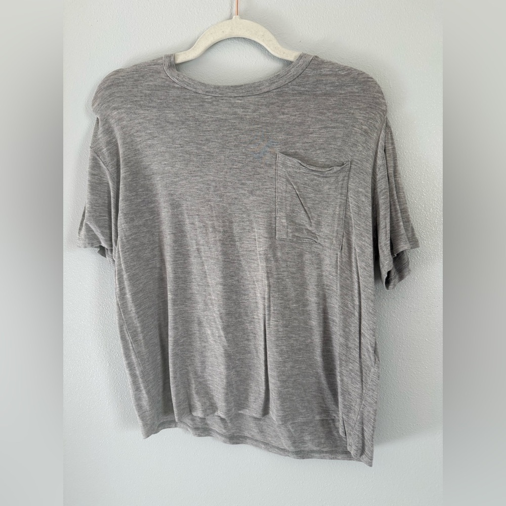 Daily Ritual Women’s Bamboo Lightweight Gray Short-Sleeve Pocket Tee Size Small